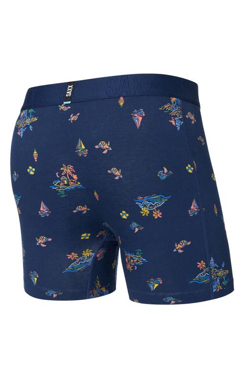 Saxx Droptemp Cooling Cotton Boxer Brief Fly In Island Life-midnight