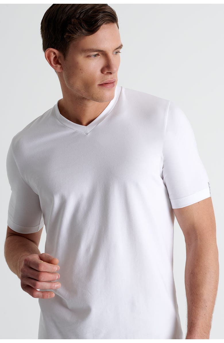 SHAN Microfiber V-neck T-shirt, Main, color, White
