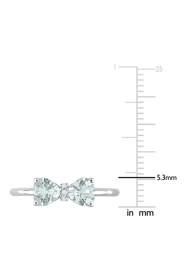 Heart Bow Aquamarine & Diamond Ring - 0.015ct., Alternate, color, BLUE