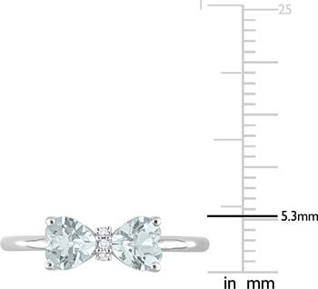 Heart Bow Aquamarine & Diamond Ring - 0.015ct.