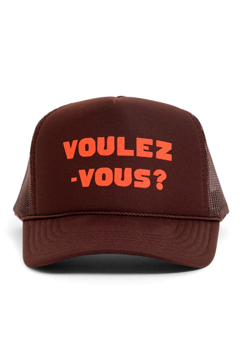 Voulez Vous Snapback Trucker Hat, Alternate, color, CHOCOLATE