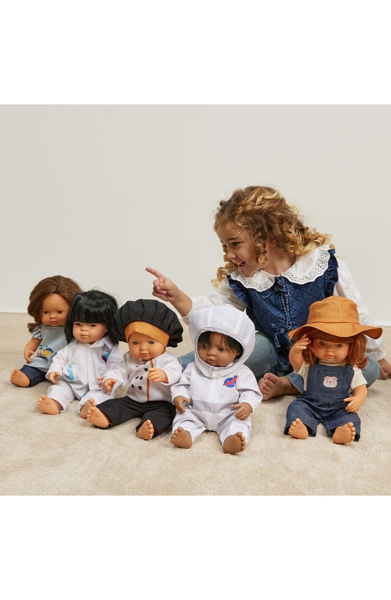 Miniland Careers Collection - Artist Doll Outfit with Painting Smock & Pants for 15" Baby Dolls, Alternate, color, Blue Multi