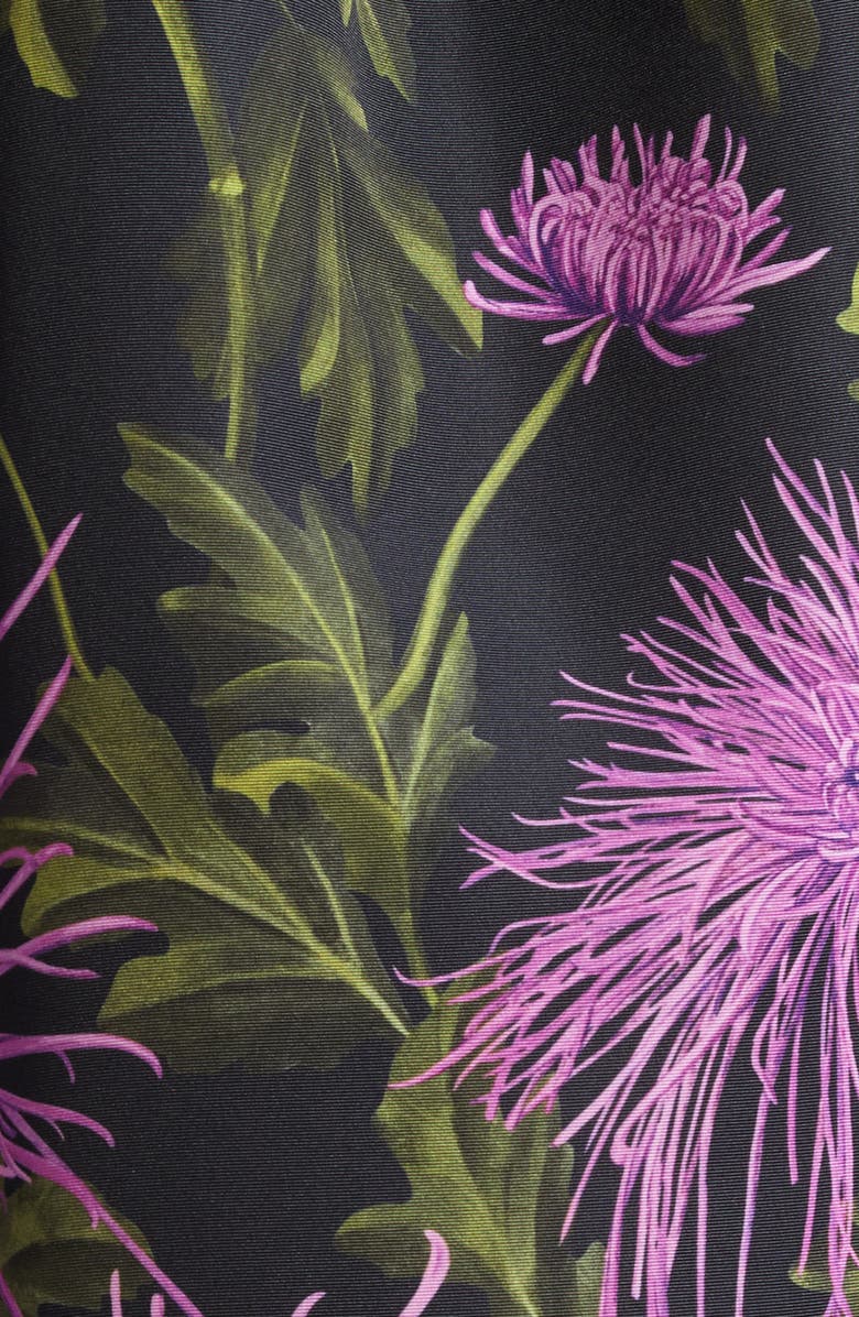 Oscar de la Renta Chrysanthemum Print Strapless Cocktail Dress, Alternate, color, Purple/ Navy