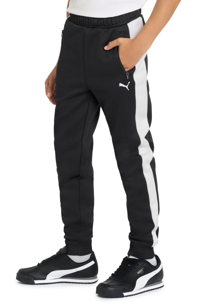 Kids' T7 Foundations Slim Piqué Track Pants, Alternate, color, BLACK