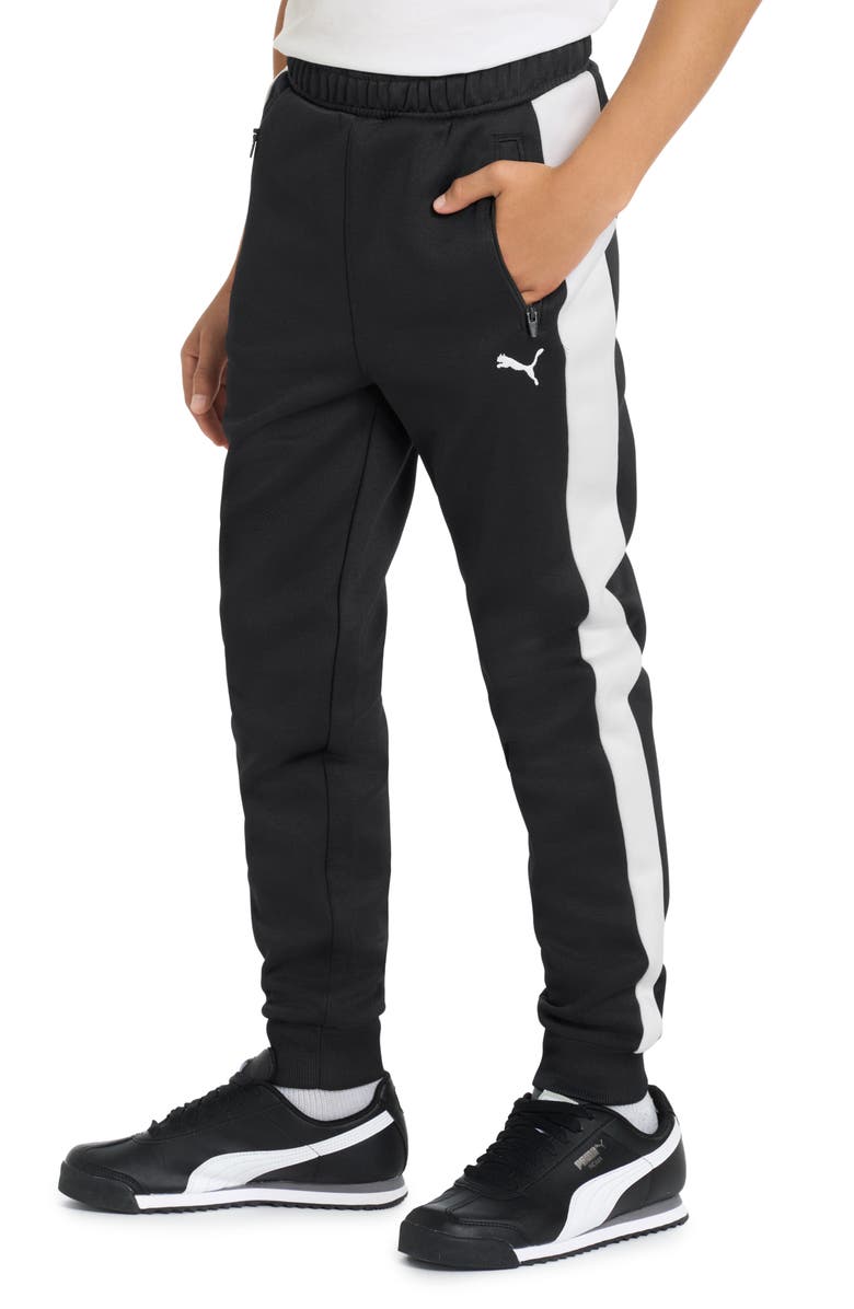 PUMA Kids' T7 Foundations Slim Piqué Track Pants, Alternate, color, Black