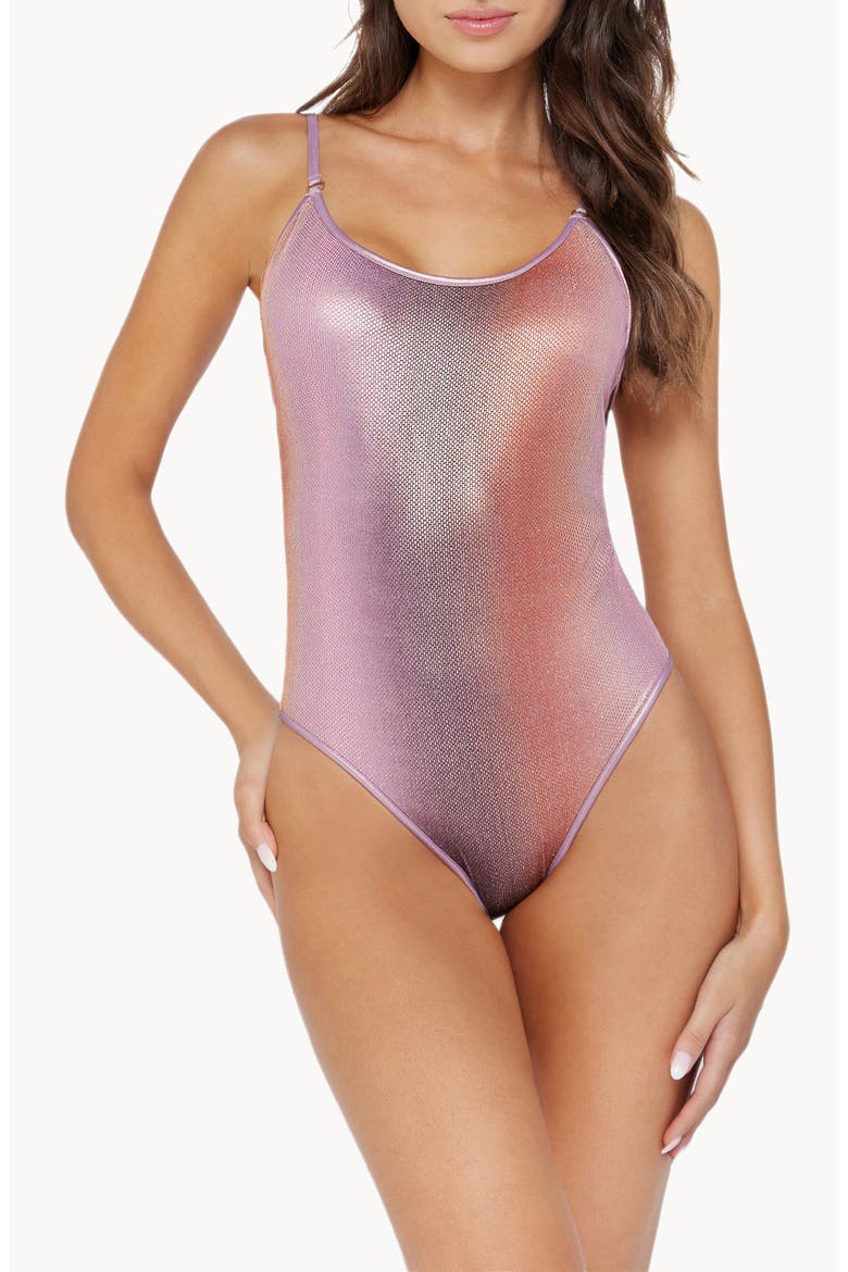 Metallic One-Piece Swimsuit, Main, color, VIOLET HAZE