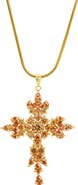 SAVVY CIE JEWELS Cubic Zirconia Large Cross Pendant Necklace