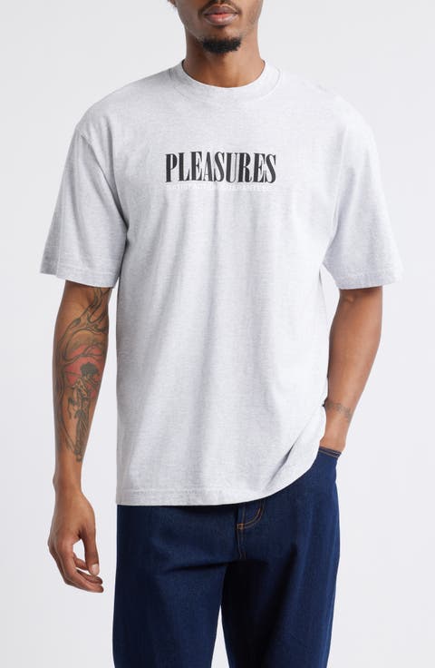 Tシャツ・カットソー PLEASURES Men T-shirt Grey P24F021 GREY New-Satisfaction-T-Shirt-Grey-