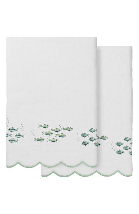 Fish School Scallop 2-Piece Bath Towel Set
