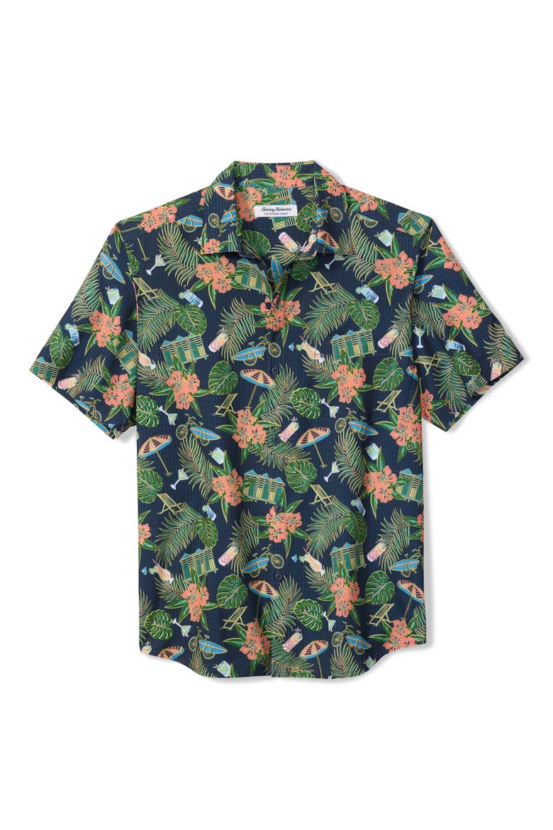Bahama Coast Cabana IslandZone® Short Sleeve Button-Up Shirt, Main, color, ISLAND NAVY