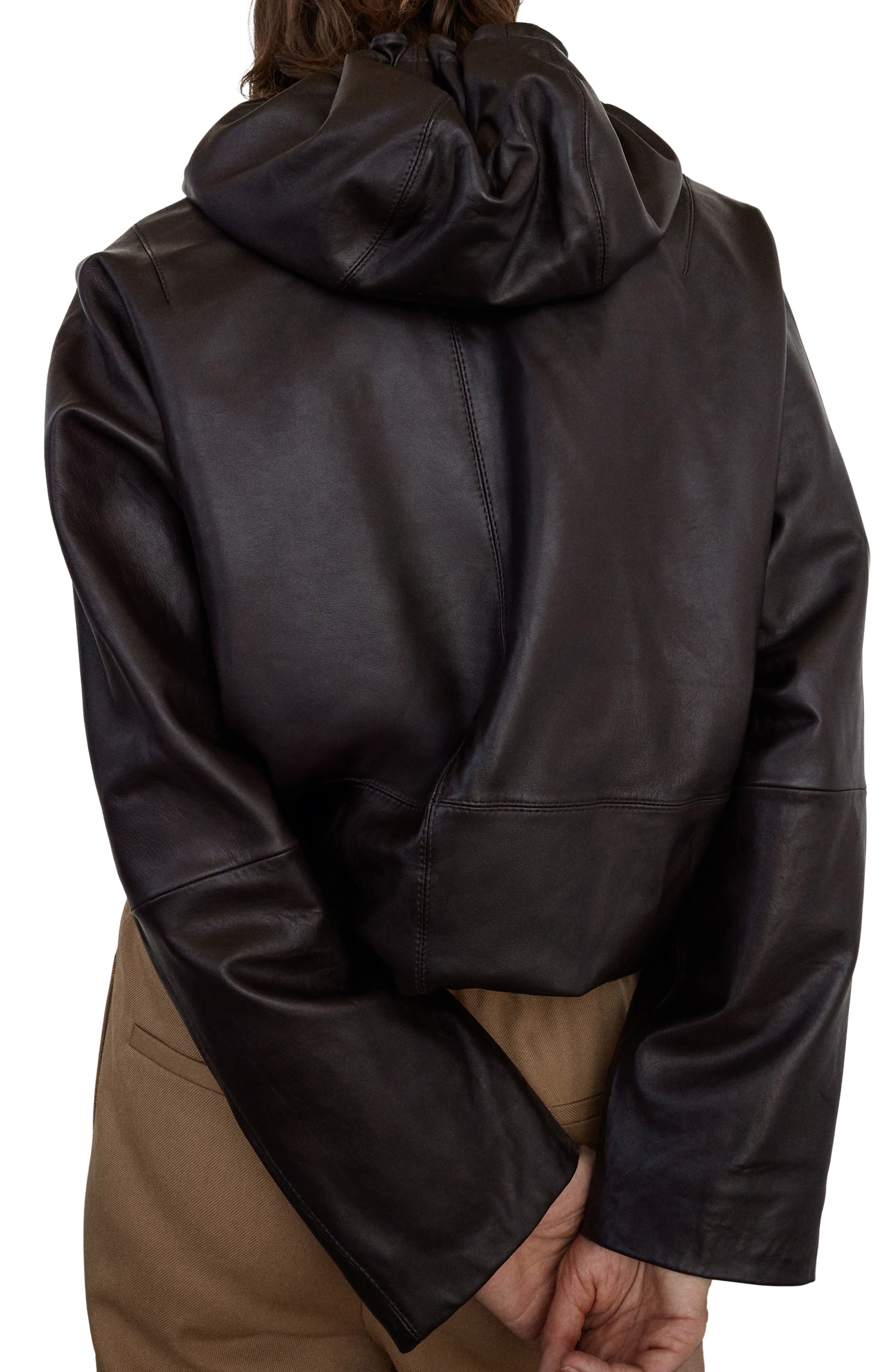 Selection Hooded Leather Zip Jacket - image 2