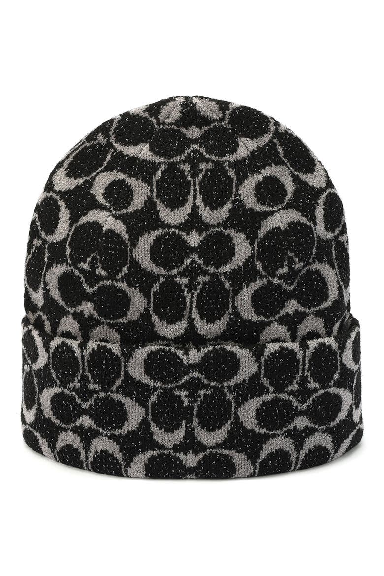 COACH Metallic Signature Knit Beanie (Women) | Nordstrom