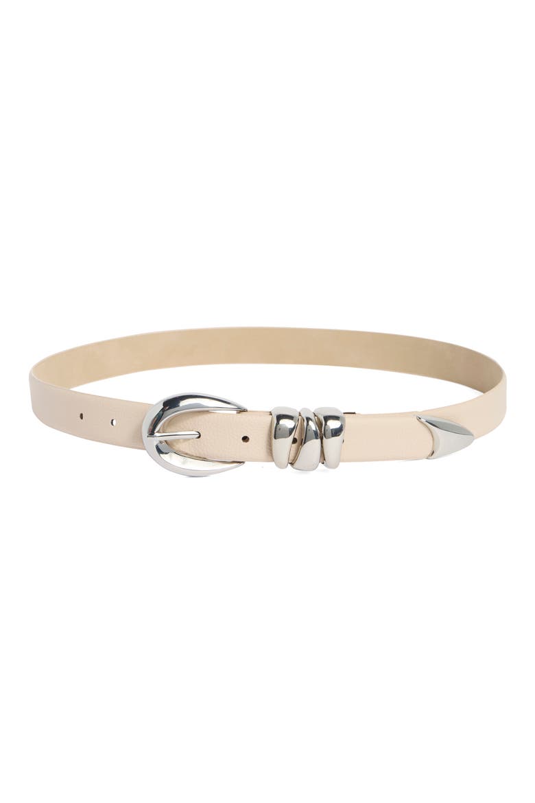 Sculptural Buckle Belt, Main, color, CREAM