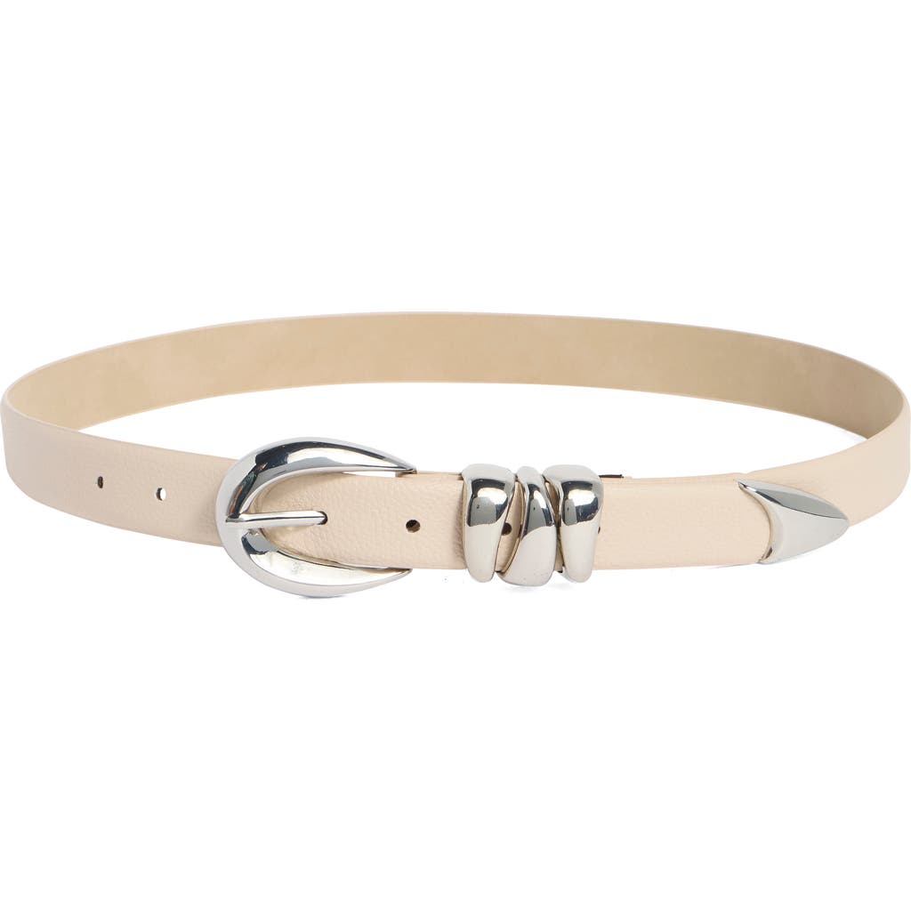 Vince Camuto Sculptural Buckle Belt In Neutral