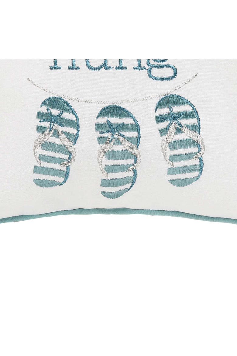 "Flip Flops Were Hung" Sandals Cotton Blend Mini Accent Pillow 10" x 10", Alternate, color, Blue