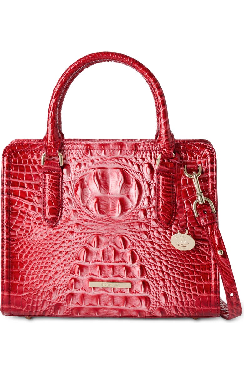 Brahmin Cami Croc Embossed Leather Satchel, Alternate, color,