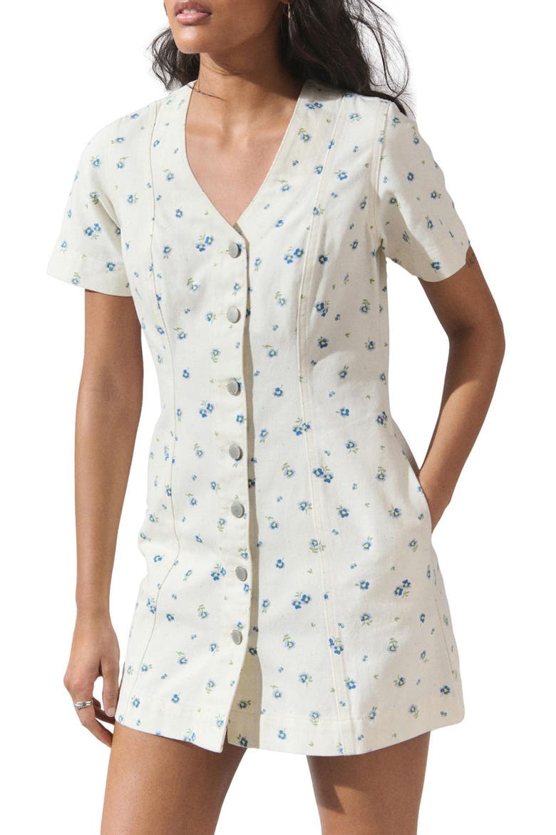 Floral Denim Minidress, Main, color, NEUTRAL