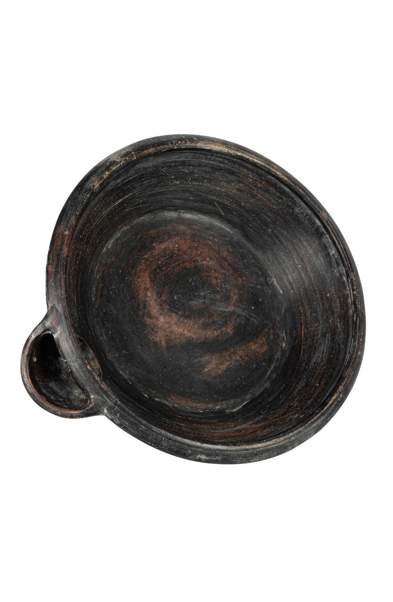 Storied Home Large Decorative Vintage Clay Bowl with Handle for Storage, Black, Main, color, Black