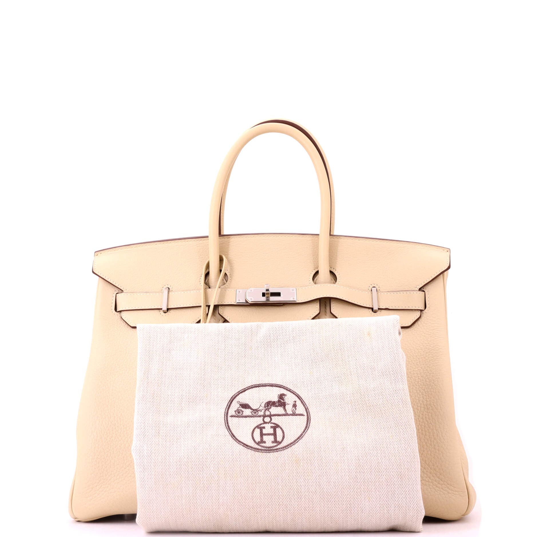 Pre-Owned Hermes Birkin Handbag Light Clemence with Palladium Hardware 35, Alternate, color, Parchemin