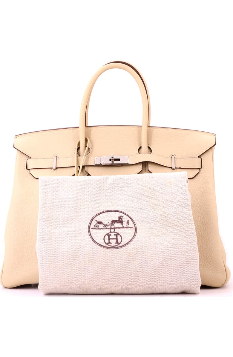 Pre-Owned Hermes Birkin Handbag Light Clemence with Palladium Hardware 35, Alternate, color, Parchemin