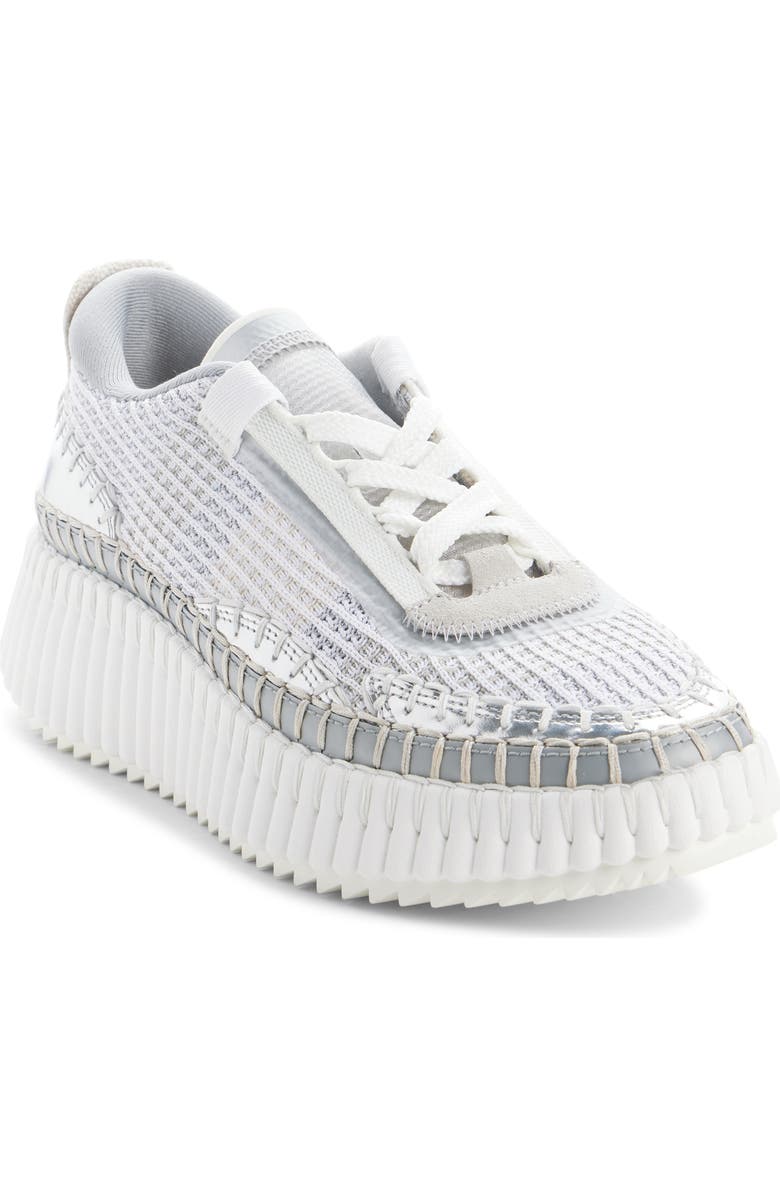 Chloé Nama Platform Sneaker, Main, color, Silver Grey