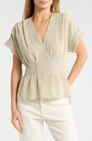 MAX STUDIO Pleated V-Neck Top