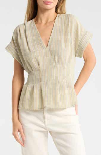 MAX STUDIO Pleated V-Neck Top