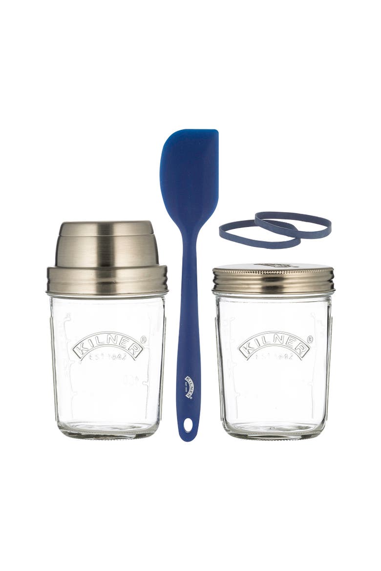 Sourdough Starter Set, 2 Glass Jars with Spatula and Measuring Markers, Main, color, Clear