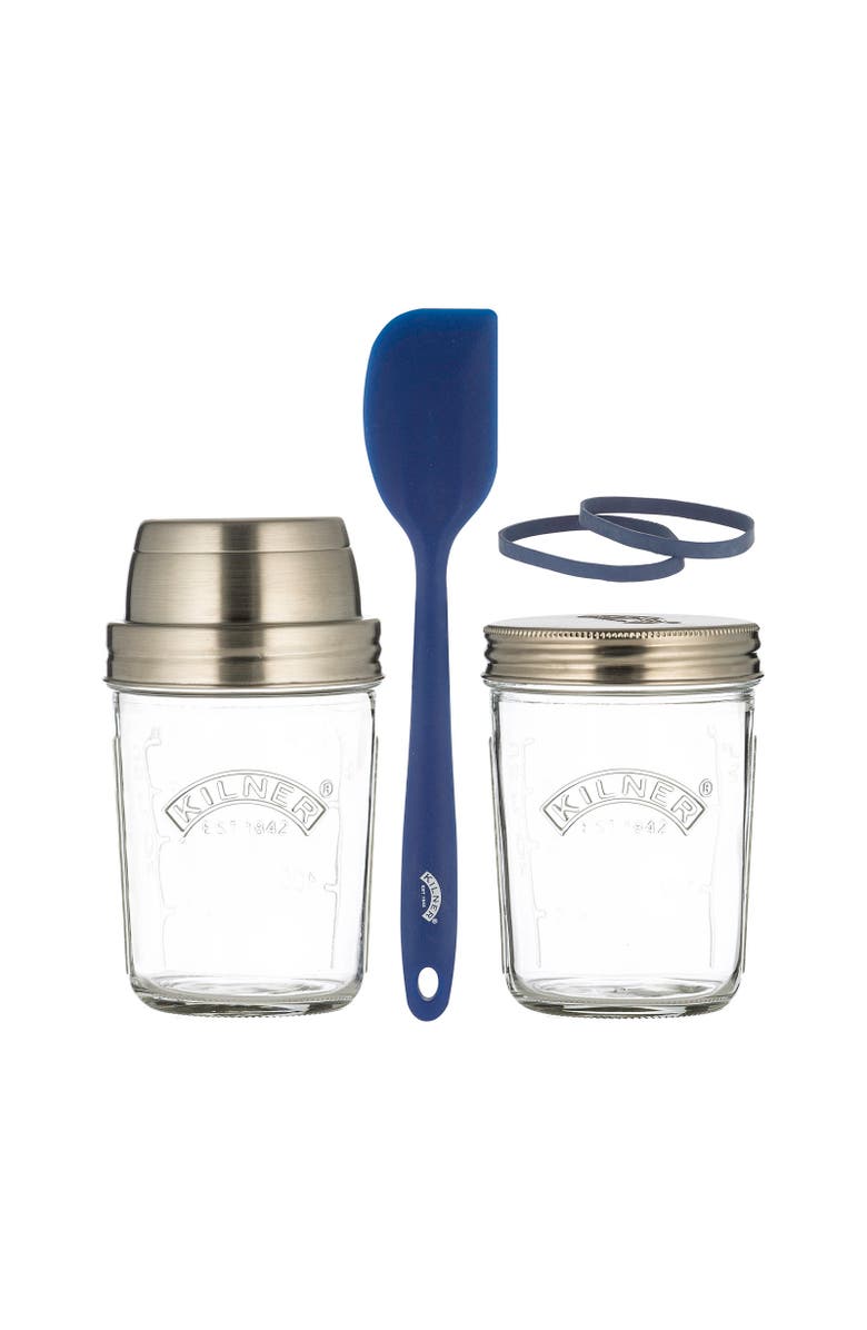 Kilner Sourdough Starter Set, 2 Glass Jars with Spatula and Measuring Markers, Main, color, Clear