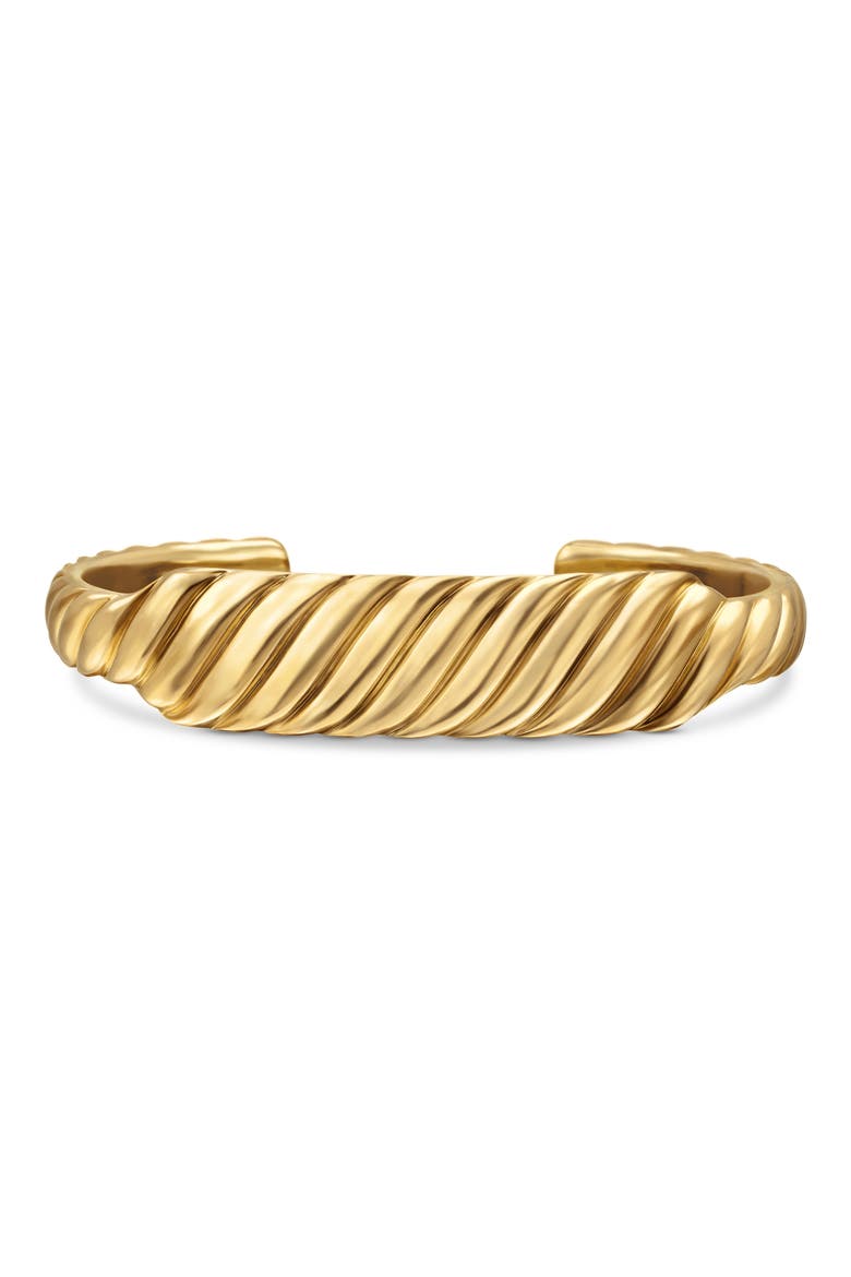 Sculpted Cable Contour Cuff Bracelet in 18K Gold, 13mm, Main, color, 18K YELLOW GOLD