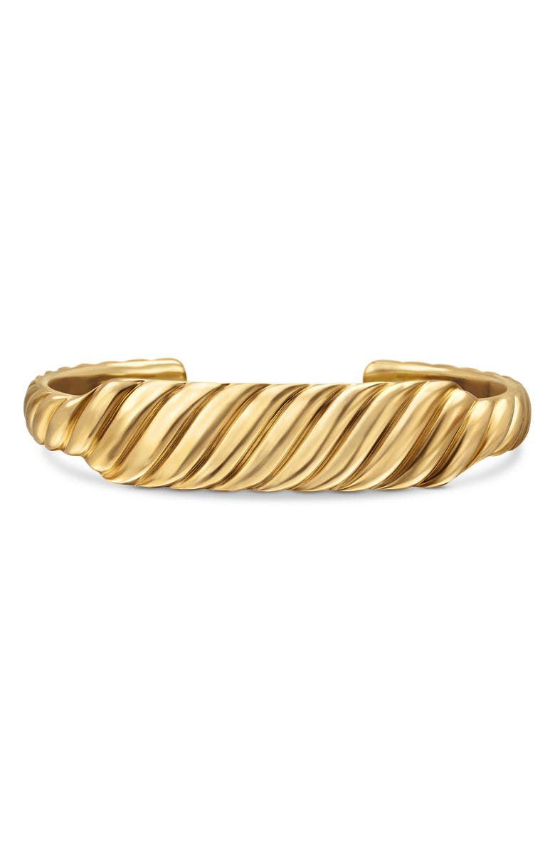 David Yurman Sculpted Cable Contour Cuff Bracelet in 18K Gold, 13mm, Main, color, 