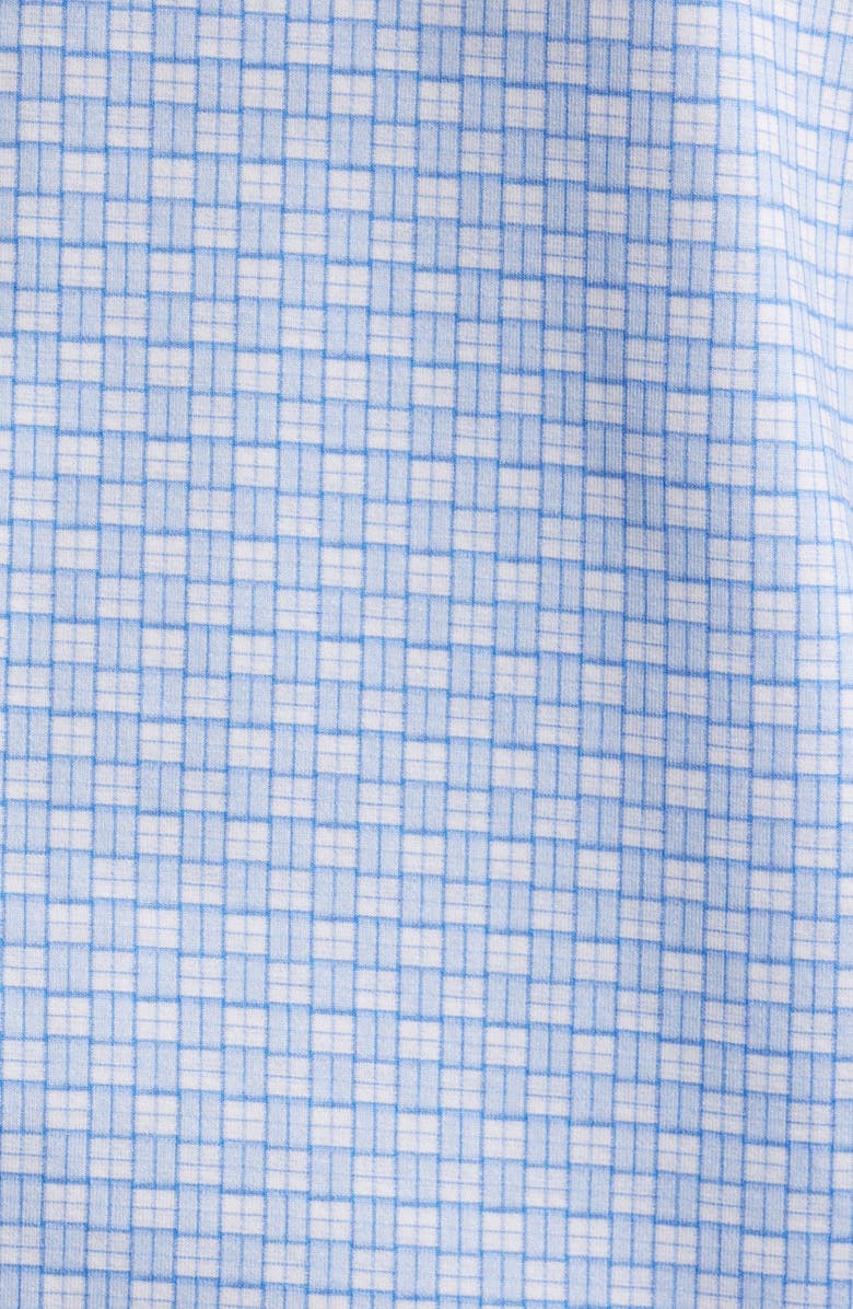 Bugatchi Miles OoohCotton<sup>®</sup> Grid Check Short Sleeve Button-Up Shirt, Alternate, color, Air Blue