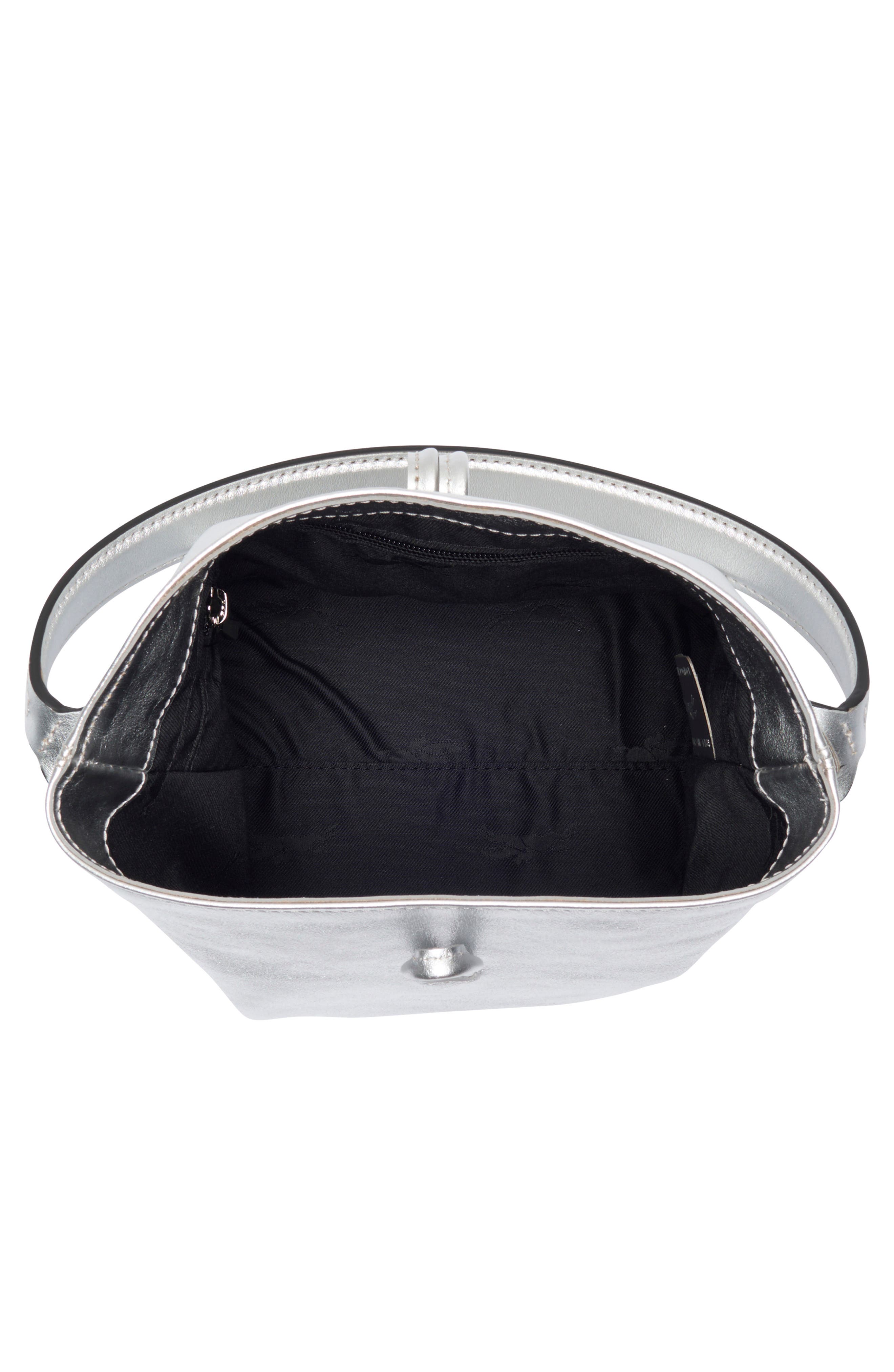 Longchamp Le Roseau Metallic Leather Bucket Bag, Alternate, color, Silver