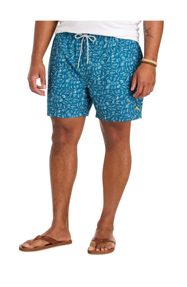 Tommy Bahama Big & Tall Night Schooled Swim Trunks, Main, color, Kingfish