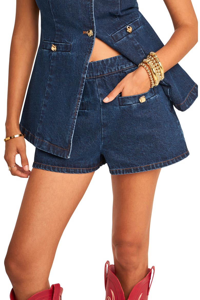 Welt Pocket Denim Shorts, Alternate, color, DENIM