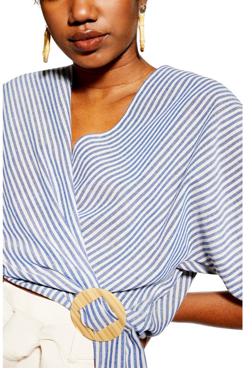 Buckle Wrap Top, Alternate, color, NAVY BLUE