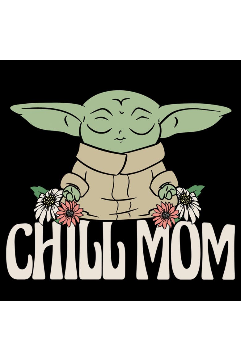 Women's Star Wars Grogu Chill Mom  Graphic T-Shirt, Alternate, color, Black