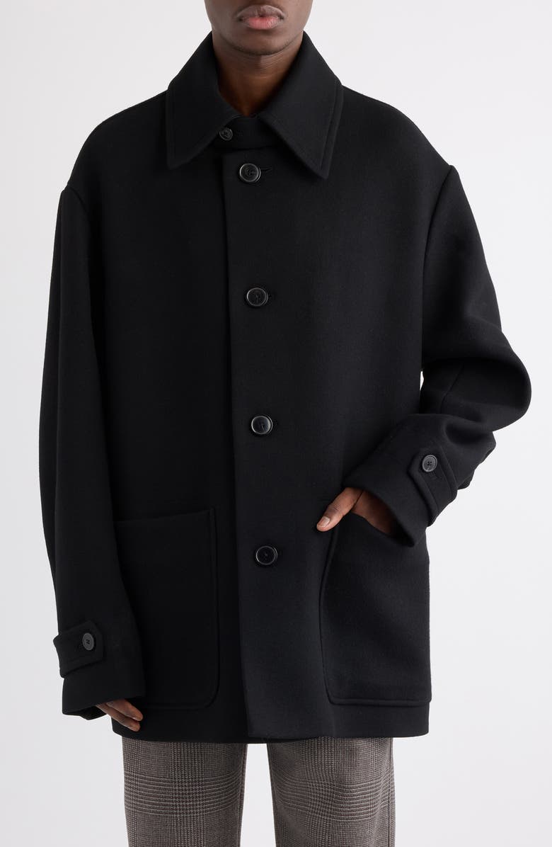 Dries Van Noten Rivne Relaxed Wool Blend Coat, Main, color, Black