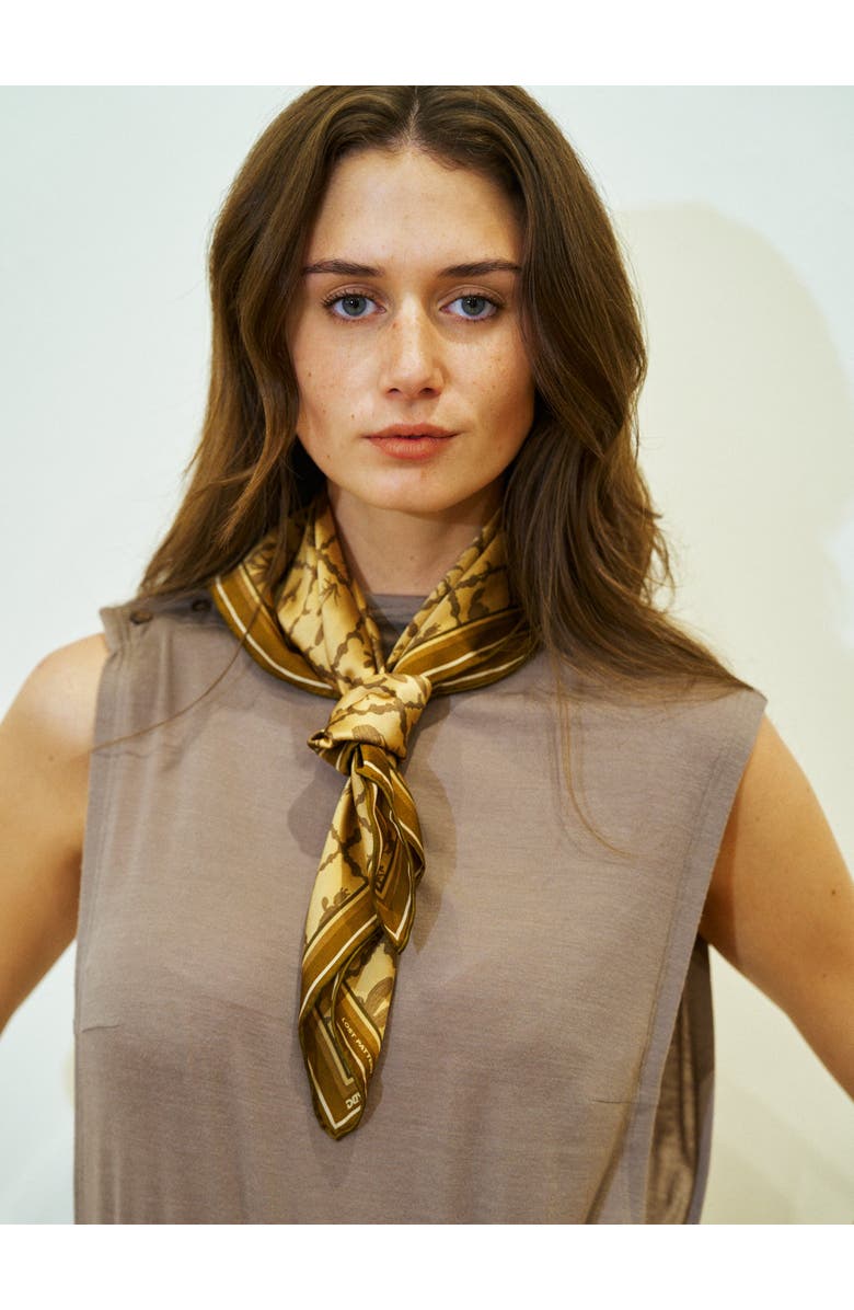 Lost Pattern x NYBG "Oasis Charms" Silk Square Scarf, Alternate, color, Coffee