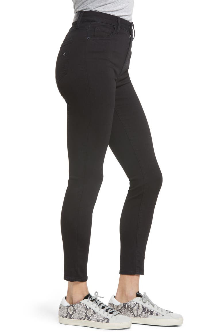 High Waist Ankle Skinny Jeans, Alternate, color, BLACK