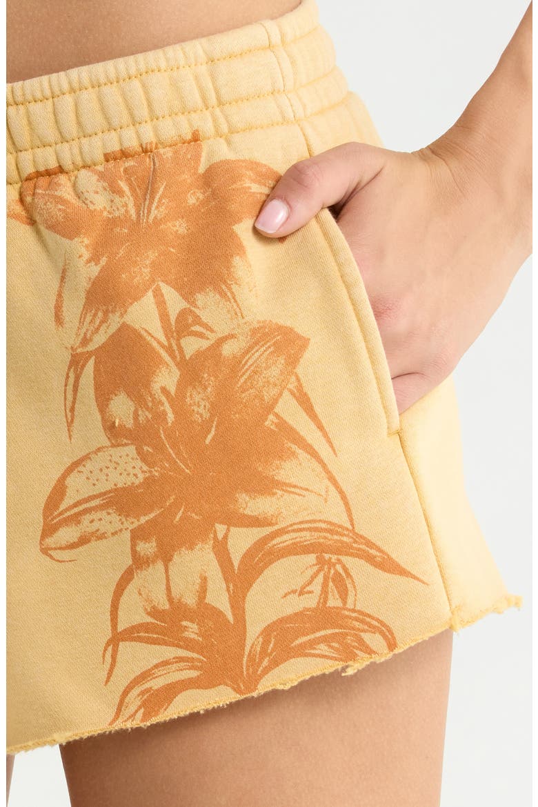 Hawaii Floral Mini Shorts, Alternate, color, CARAMEL YELLOW