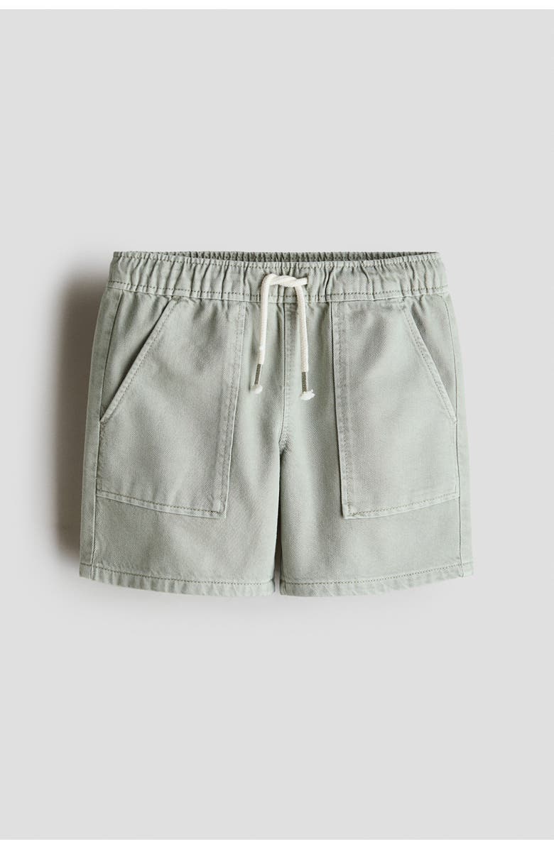 H&M Twill Shorts, Main, color, Light Khaki Green
