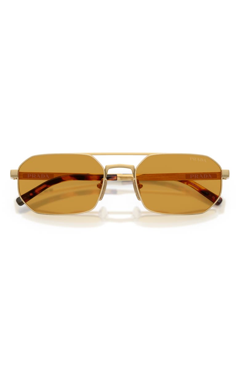 Prada 55mm Irregular Sunglasses, Alternate, color, Gold/ Dark Honey
