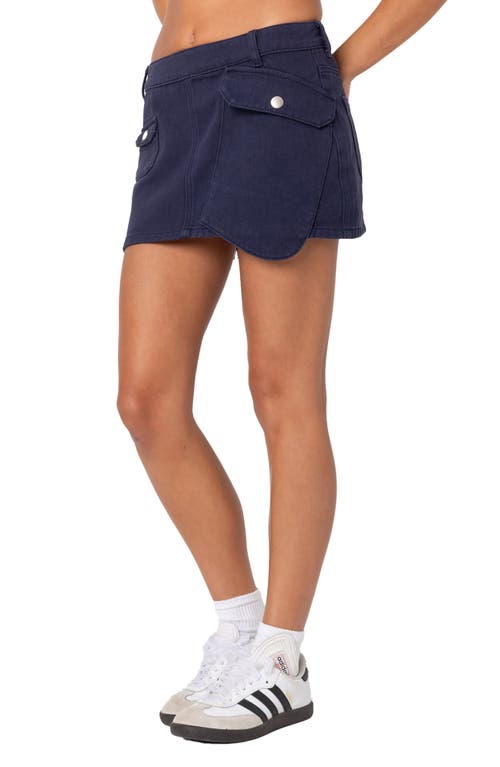 Edikted Asymmetric Pocket Mini Skirt In Blue