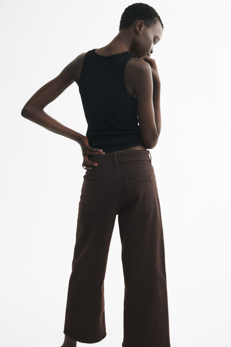 Wide High Waist Ankle Jeans, Alternate, color, Dark brown