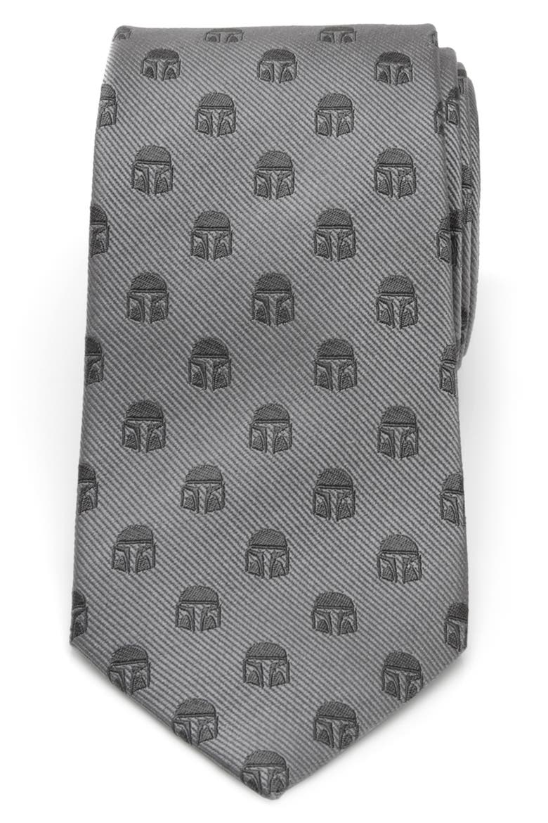 Star Wars™ - Mandalorian Helmet Silk Tie, Main, color, GRAY