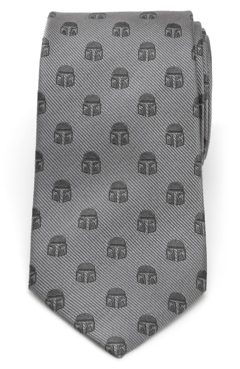 Cufflinks, Inc. Star Wars<sup>™</sup> - Mandalorian Helmet Silk Tie, Main, color, Gray