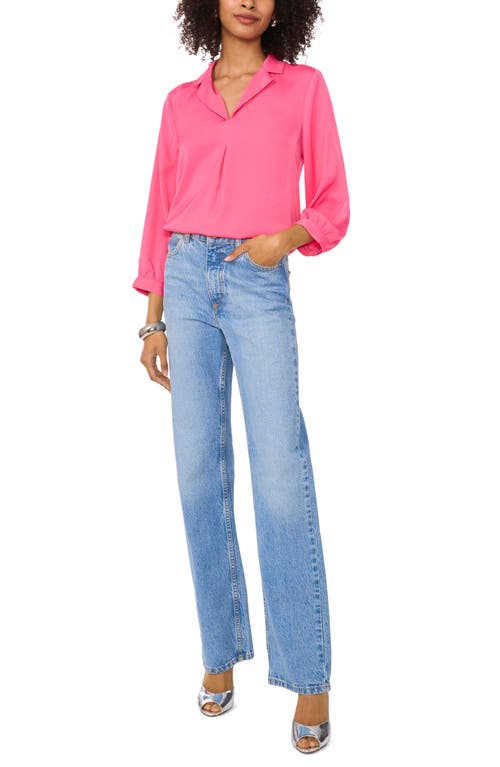 Shop Vince Camuto Pleat Front Satin Shirt In Pink Bliss