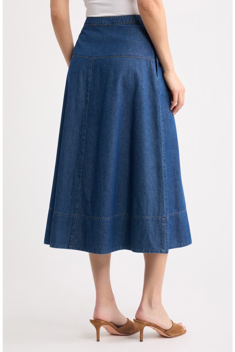 Button Front Denim Midi Skirt, Alternate, color, ARIES WASH