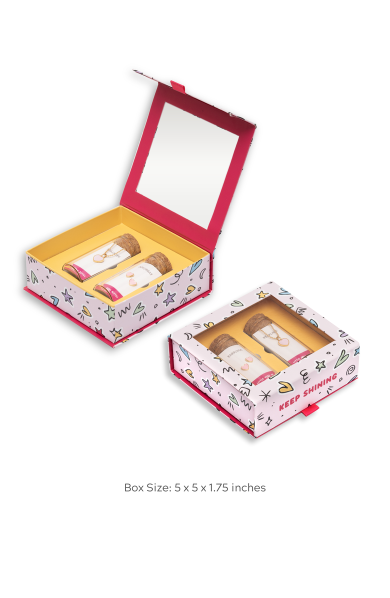 Little Miss Zoe Kids' Heart Necklace and Earrings Gift Set, Alternate, color, Silver